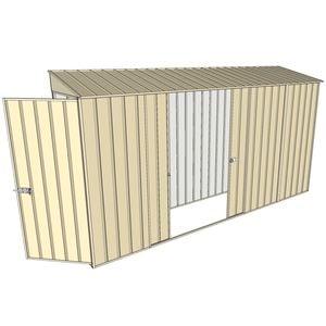 Build-a-Shed 0.8 x 3.7 x 2m Hinged Door Tunnel Shed With Double Sliding Side Doors - Cream