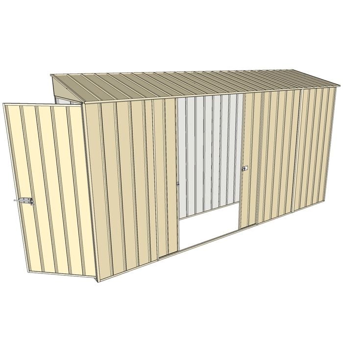 Build-a-Shed 0.8 x 3.7 x 2m Hinged Door Tunnel Shed With Double Sliding Side Doors - Cream