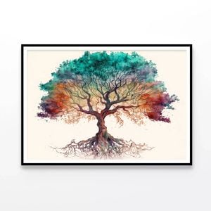 Red And Green Tree With White  Print 100% Australian Made 90x60cm  (poster)