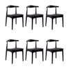 Henrik 6pc Set Dining Chair Replica Hans Wegner Elbow Solid Ash Timber Black