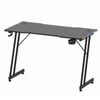Advwin 120cm Z-Shape LED Gaming Desk w/ Mouse Pad Carbon Fiber Computer Workstation w/ Cup Holder & Headphone Hook