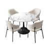 Oikiture 5PCS Dining Table Set Round Table Sherpa Dining Chairs White&Black