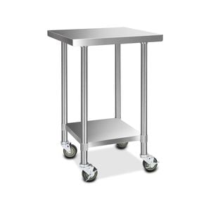 Cefito 610x610mm Stainless Steel Kitchen Bench with 4 Wheels