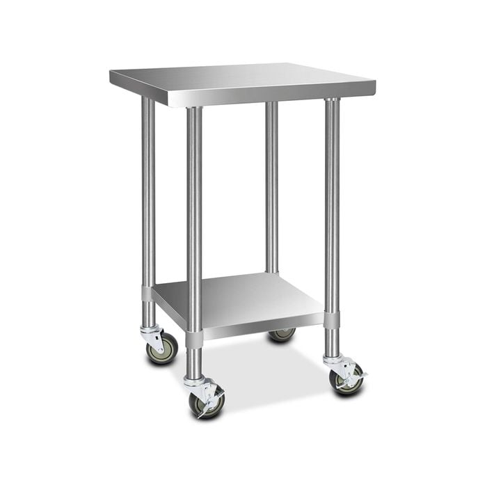 Cefito 610x610mm Stainless Steel Kitchen Bench with 4 Wheels