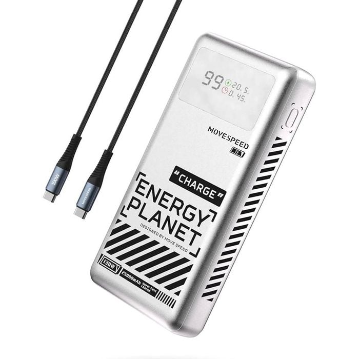 MOVE SPEED Laptop Power Bank 25000mAh 130W LED Display Type-C Charge - Silver