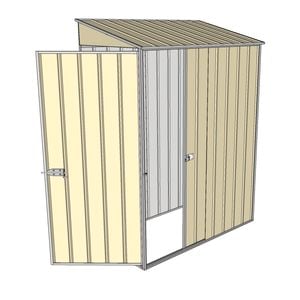 Build-a-Shed 1.5 x 0.8 x 2m Single Sliding Door Skillion Shed with Single Hinged Side Door - Cream