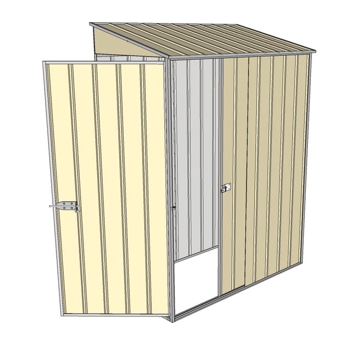 Build-a-Shed 1.5 x 0.8 x 2m Single Sliding Door Skillion Shed with Single Hinged Side Door - Cream