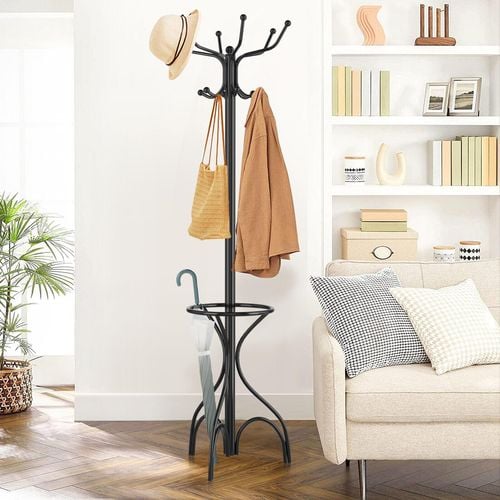 Costway 12 Hook Metal Coat Rack Clothes Hat Stand Black Bunnings Australia