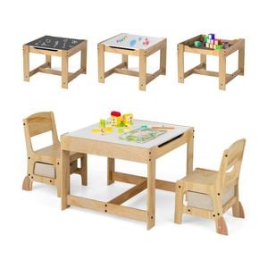 Costway 3in1 Activity Table Chair Set W/2 Drawer Play Study Gift Beige
