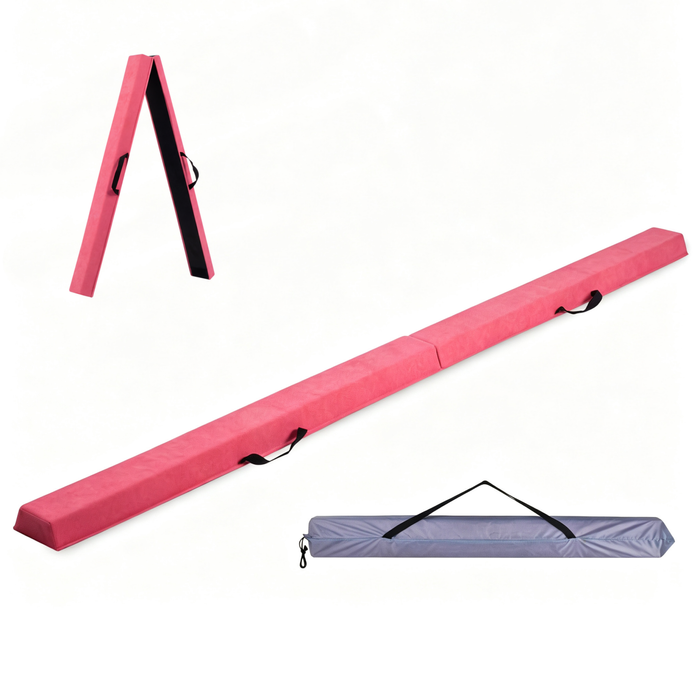 Advwin 8FT Folding Balance Beam for Kids, with Carry Bag for Home Training School, 70kg Capacity, Pink