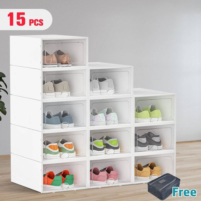 Ufurniture 15PCS Plastic Shoe Storage Boxes