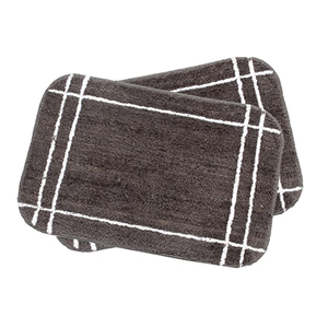 Yarra Textiles Anti-Skid Striped Soft Microfiber Bath/Door Mat Linea (Pack of 2, 40x60 cm)- Charcoal