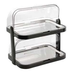 Aps Double Decker Roll Top Cool Plate Chilled Buffet Display Tray Stainless Steel 440x440x320mm