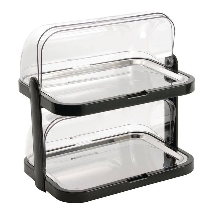 Aps Double Decker Roll Top Cool Plate Chilled Buffet Display Tray Stainless Steel 440x440x320mm