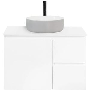 CIBO 750mm White Nordic Wall Hung Bathroom Vanity With Light Grey / White Countertop Basin