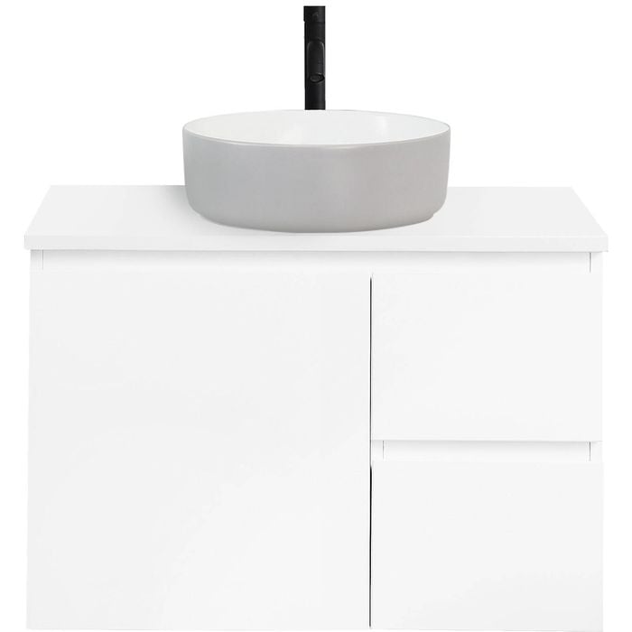 CIBO 750mm White Nordic Wall Hung Bathroom Vanity With Light Grey / White Countertop Basin