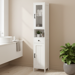 Ufurniture 170cm Tall Bathroom Storage Cabinet with Adjustable Shelves Storage Organizer Floor Cupboard White