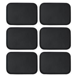 Argon Tableware 6x Rectangular Serving Trays - 35.5 X 25cm - Reusable Non Slip Stackable Rubberized Food Drinks Platter Tray