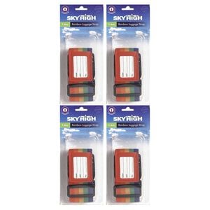4PK Sky High Travel Rainbow Coloured Suitcase Luggage Strap Clip