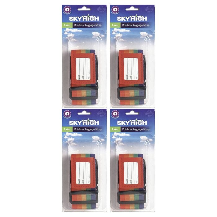 4PK Sky High Travel Rainbow Coloured Suitcase Luggage Strap Clip