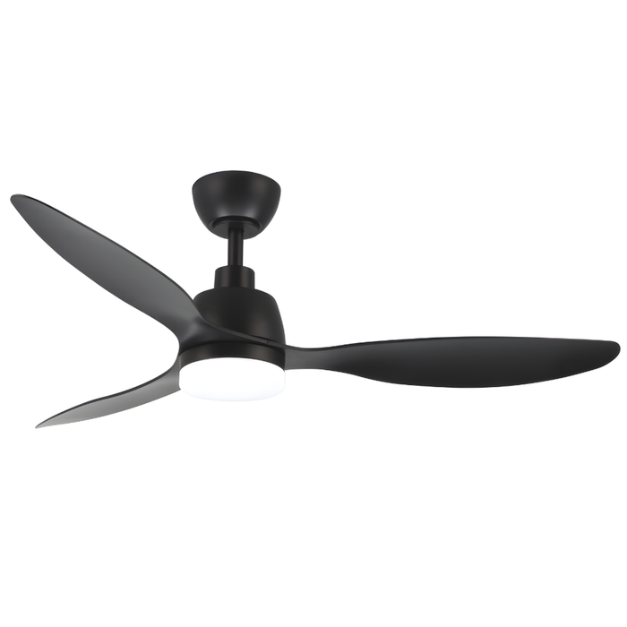 Windora Zephyr 52" Ceiling Light with Modern DC Ceiling Fan & 3CCT LED Dimmable Light - Black