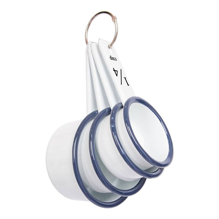 Argon Tableware Measuring Cup Set - Blue - 4 Piece Stackable Nesting Metal Kitchen Gadget Utensils Set Enamel Measuring Cups