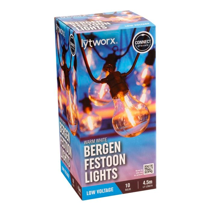 Lytworx 10 Warm White Bergen Festoon Party Lights