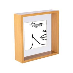 Nicola Spring 3D Deep Box Photo Frame - 8 x 8" with 6 x 6" Mount - Light Wood