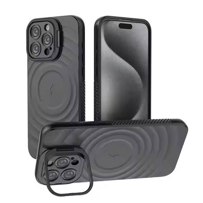 Magnetic Magsafe Case Back Camera Holder Cover - For Apple iPhone 16 Pro Max (Black)