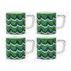 4pk La Cafetiere Ceramic Espresso Drinking Mug Cup Green Cyan Tides 120ml