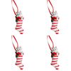 4PK Urban Cat in Stocking Hanging Decoration 9cm Red/White Assorted
