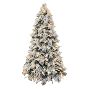 SplendidLiving 180cm Pre-Lit Flocked Christmas Tree Artificial Pinecone with LED lights Xmas Decor