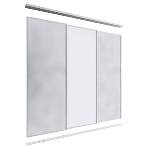 Lugna 2400 x 1801-2700mm Clear Anodised 2 Mirror 1 Melamine Wardrobe Triple Sliding Doors