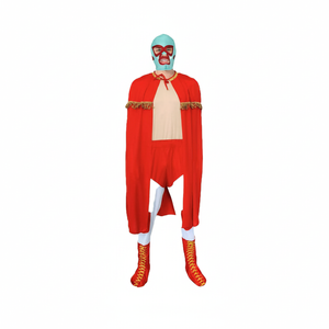 More Than Party Adult Macho Costume Superhero Style Mask Cape Jumpsuit S/M