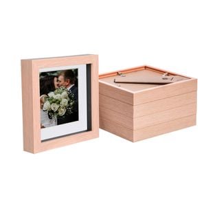 Nicola Spring 6" X 6" Light Wood 3d Box Photo Frames - 4" X 4" Mount - Pack Of 5