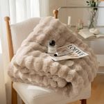 CottonMore Super Soft Large Faux Fur Winter Blanket Throw Rug 200x230cm Mocha