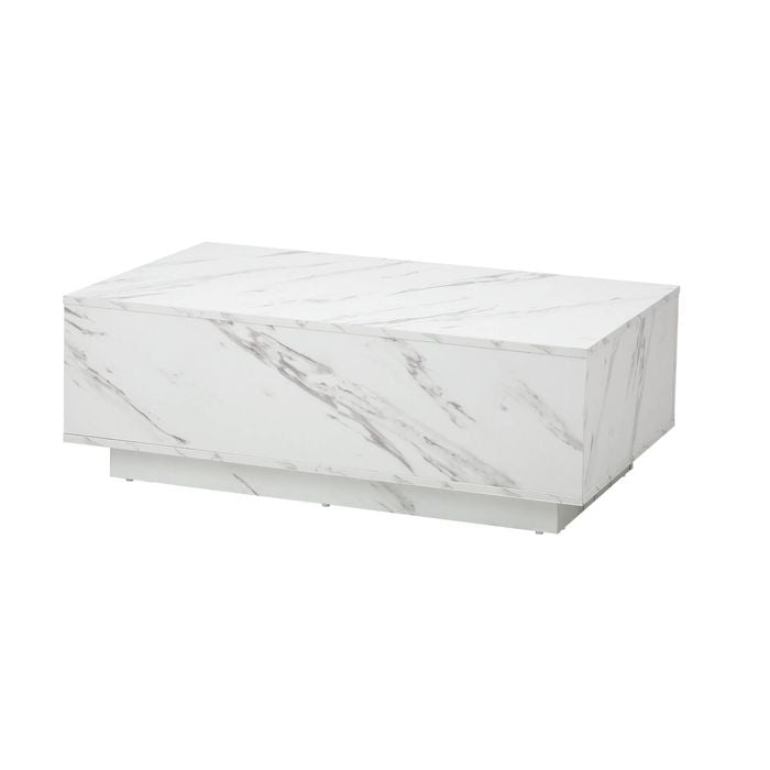 Oikiture Coffee Table Marble Effect Wooden White Side Tables