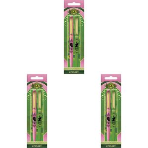 6pc Wicked Pen Set Ball Point Writing/drawing Home Stationery Pink/green