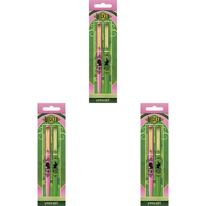6pc Wicked Pen Set Ball Point Writing/drawing Home Stationery Pink/green