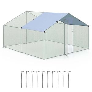 Costway 3.1x3.4x1.9M Walk-in Chicken Coops w/All-weather Protection Canopy Poultry Cage