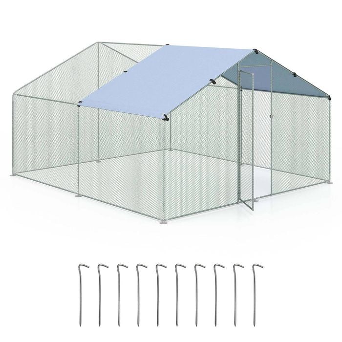 Costway 3.1x3.4x1.9M Walk-in Chicken Coops w/All-weather Protection Canopy Poultry Cage