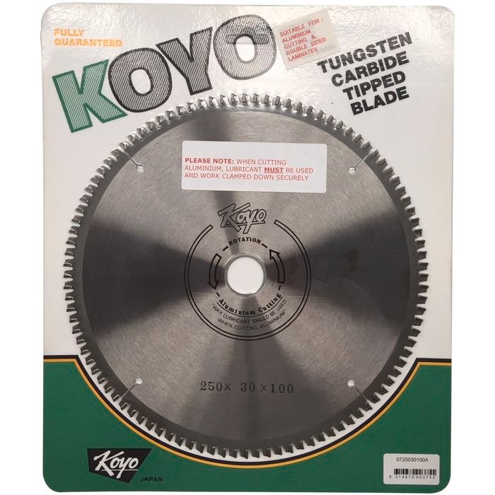 Koyo 250mm 100T 30mm Bore Circular Saw Blade For Aluminium Cutting