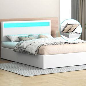 ALFORDSON Bed Frame RGB LED Gas Lift Queen