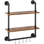 Vevor 63x20.5x77cm Industrial Pipe Shelf Black with 2 Tier Wall-Mount for Kitchen Bedroom