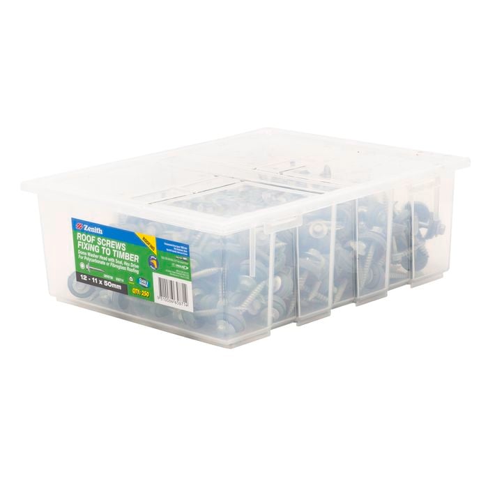 Zenith 12 - 11 x 50mm Galvanised Hex Head Roofing Screws with Seal - 250 Box