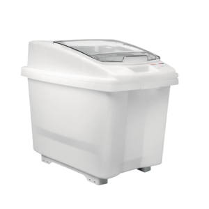 Araven Ingredient Bin Transparent Mobile With Wheels And Sliding Lid 80l 655x435x560mm Dry Food Storage Commercial Kitchen Bins
