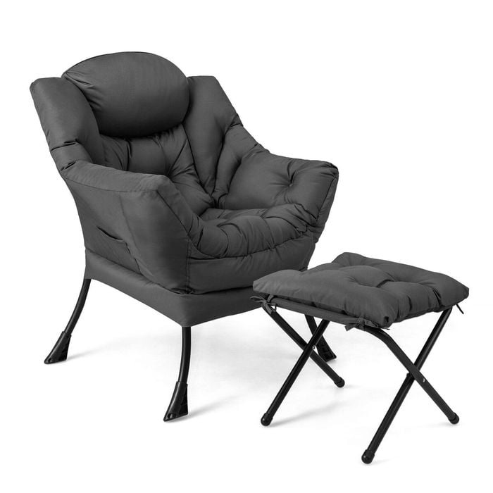 Costway Modern Lounge Sofa Chair Upholstered W/bag Grey