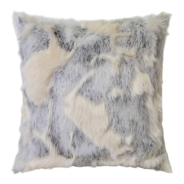J.Elliot Home Arctic Faux Fur 50x50cm Cushion Square - White & Grey