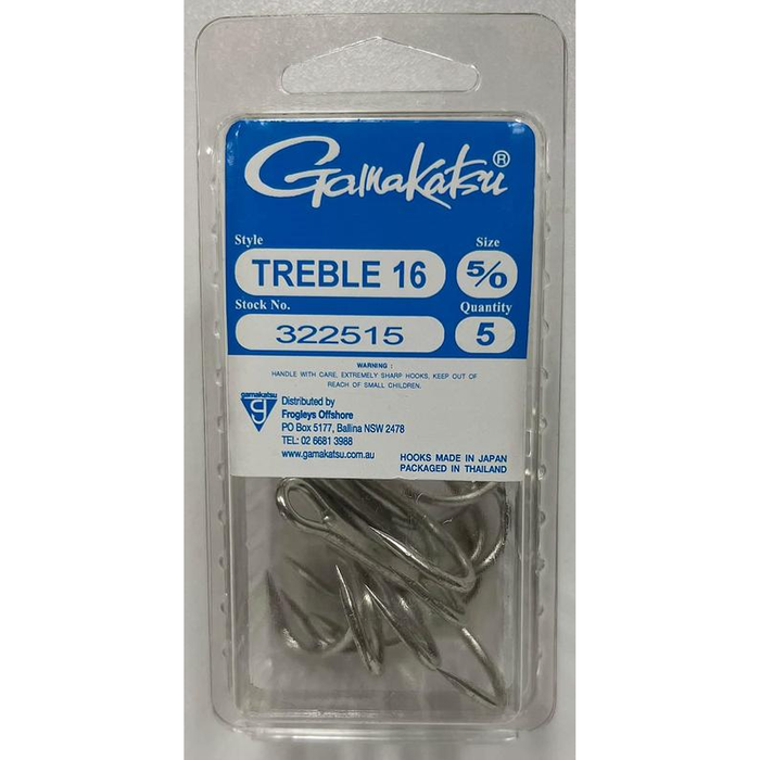 Gamakatsu 16 Heavy Duty Treble Fishing Hook 5/0