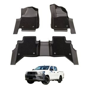 AUSGO Double-Layer Car Floor Mats for Toyota Hilux Dual Cab 2025-Onwards Auto Trans All-Weather Floor Liners
